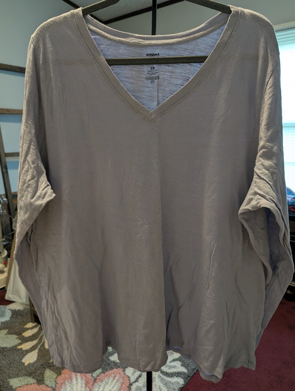 SONOMA V-Neck Oversized Top in Lavender